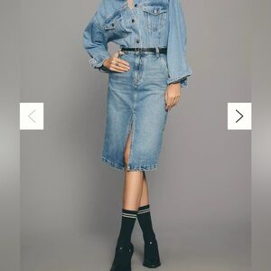 Pilcro Blue Denim Midi Skirt